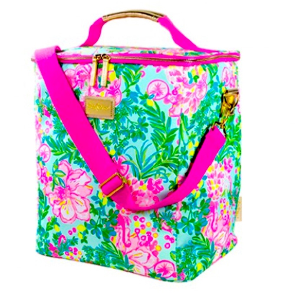 Lilly Pulitzer Insulated Wine Cooler Carrier Fruity Flamingo - Picture 6 of 8